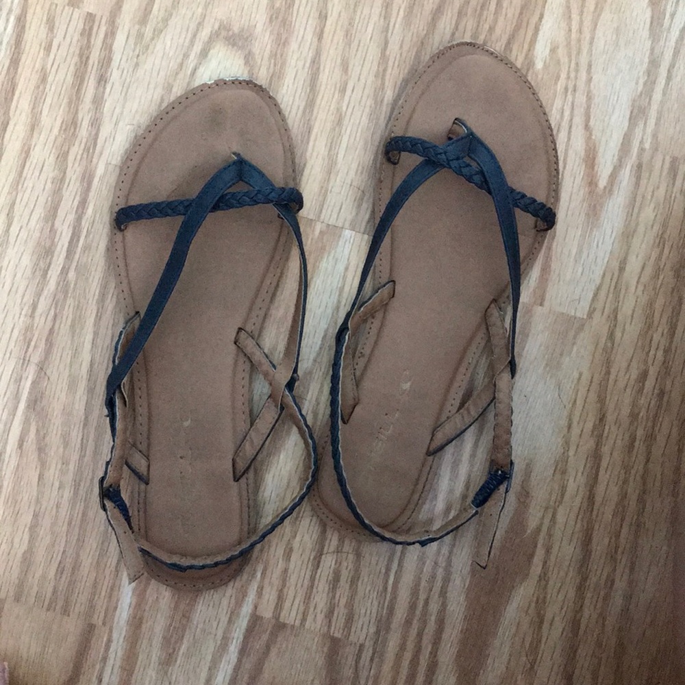 Navy braided sandals